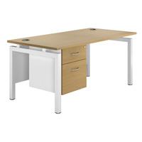 Sylvan Bench Rectangular Desk with Single Pedestal Beech White Leg 160cm Self Assembly Required