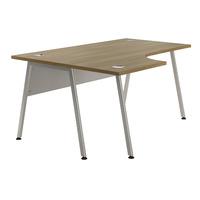 sylvan a frame radial workstation desk walnut left hand silver leg sel ...