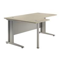 Sylvan Cantilever Deluxe Radial Workstation Desk Natural Oak Left Hand Self Assembly Required