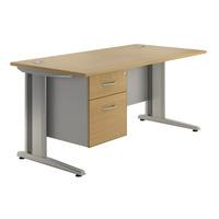 Sylvan Cantilever Deluxe Rectangular Desk with Single Pedestal Beech 160cm Self Assembly Required