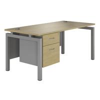 sylvan bench rectangular desk with single pedestal natural oak silver  ...