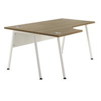 Sylvan A Frame Radial Workstation Desk Walnut Left Hand White Leg Professional Assembly Included