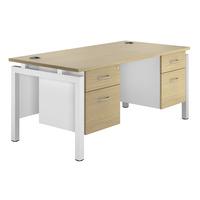 Sylvan Bench Rectangular Desk with Double Pedestal Maple White Leg Professional Assembly Included