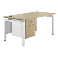 Sylvan Bench Rectangular Desk with Single Pedestal Maple White Leg 120cm Professional Assembly Included