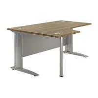 Sylvan Cantilever Premium Radial Workstation Desk Walnut Left Hand Professional Assembly Included