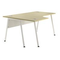 sylvan a frame radial workstation desk maple left hand white leg self  ...