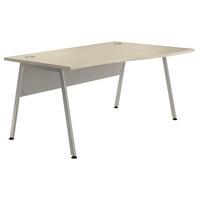 sylvan a frame wave desk natural oak right hand silver leg 120cm profe ...