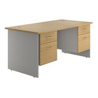 Sylvan Panel End Rectangular Desk with Double Pedestal Beech Self Assembly Required