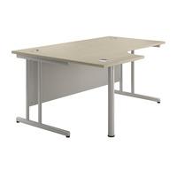 sylvan cantilever radial workstation desk natural oak left hand profes ...