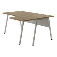 Sylvan A Frame Radial Workstation Desk Walnut Right Hand Silver Leg Professional Assembly Included