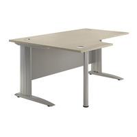 Sylvan Cantilever Premium Radial Workstation Desk Natural Oak Left Hand Self Assembly Required