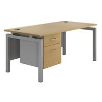 Sylvan Bench Rectangular Desk with Single Pedestal Beech Silver Leg 120cm Professional Assembly Included