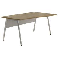 Sylvan A Frame Wave Desk Walnut Right Hand Silver Leg 160cm Self Assembly Required