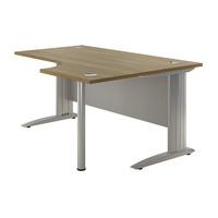 Sylvan Cantilever Premium Radial Workstation Desk Walnut Right Hand Self Assembly Required