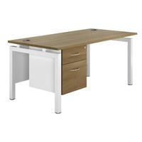 Sylvan Bench Rectangular Desk with Single Pedestal Walnut White Leg 160cm Professional Assembly Included