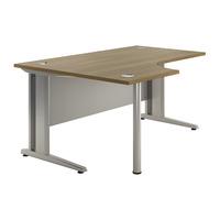 Sylvan Cantilever Deluxe Radial Workstation Desk Walnut Left Hand Professional Assembly Included