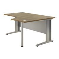 Sylvan Cantilever Deluxe Radial Workstation Desk Walnut Right Hand Professional Assembly Included