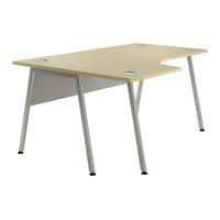 Sylvan A Frame Radial Workstation Desk Maple Left Hand Silver Leg Self Assembly Required