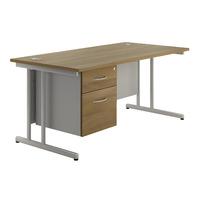 sylvan cantilever rectangular desk with single pedestal walnut 160cm s ...