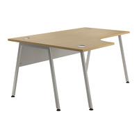 sylvan a frame radial workstation desk beech left hand silver leg self ...