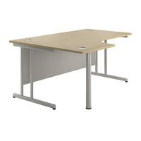 Sylvan Cantilever Radial Workstation Desk Maple Left Hand Self Assembly Required