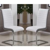 Symphony Dining Chair In White And Grey PU In A Pair