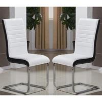 Symphony Dining Chair In White And Black PU In A Pair