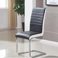 Symphony Dining Chair In Black And White PU With Chrome Base