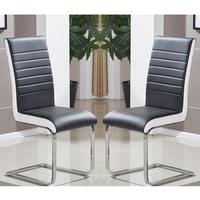 Symphony Dining Chair In Black And White PU In A Pair