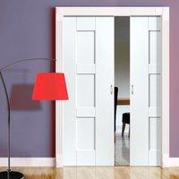 Symmetry Geo White Panelled Double Pocket Doors