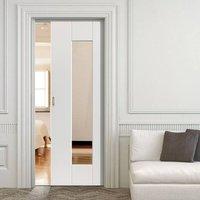 Symmetry Axis White Single Pocket Door - Clear Glass