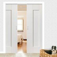 symmetry axis white panelled double pocket doors