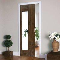 Symmetry Axis Shaker Walnut Single Pocket Door - Clear Glass - Prefinished