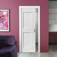 symmetry eccentro white panelled single pocket door prefinished