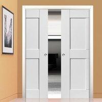 Symmetry Eccentro White Panelled Double Pocket Doors - Prefinished