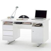 Sydney Computer Desk In High Gloss With 3 Drawers And 1 Door