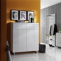 Sydney Shoe Storage Cabinet In High Gloss White With Shelves