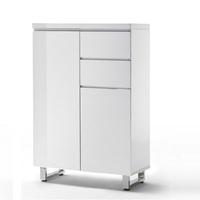 Sydney 2 Door Shoe Cabinet In High Gloss White With 2 Drawers
