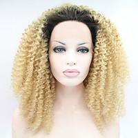 Sylvia Synthetic Lace front Wig Black Blonde Ombre Hair Heat Resistant Kinky Curly Synthetic Wigs