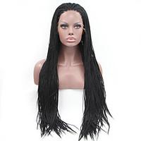 Sylvia Synthetic Lace front Wig Black Braided Hair Straight Smallest Braids Heat Resistant Synthetic Wigs