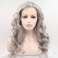 Sylvia Synthetic Lace front Wig Grey Hair Heat Resistant Long Wavey 18-26inch Synthetic Wigs