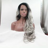 sylvia synthetic lace front wig black roots grey hair heat resistant l ...