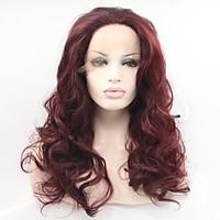 Sylvia Synthetic Lace front Wig Dark Auburn Heat Resistant Long Curly Synthetic Wigs