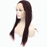 Sylvia Synthetic Lace front Wig Dark Wine Braided Hair Small Braids Heat Resistant Synthetic Wigs
