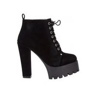 Synthetic Suede Platform Ankle Boot - Size: UK 3