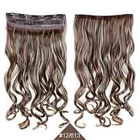 Synthetic Clip In Hairpieces 24inch 60cm Curly Wavy Hair Extensions #12/613 Mixed Color Heat Resistant