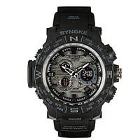 synoke mens round dial casual watch pu strap digital watch 50m water r ...