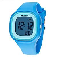 SYNOKE Kids\' Wrist watch Quartz LCD Calendar Chronograph Water Resistant / Water Proof Alarm Luminous Plastic Band Black White Blue