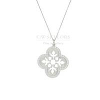 Sylva Necklace Decorative Zirconia Silver Rhodium Plated