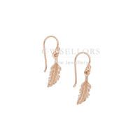 Sylva Earrings Feather Drop Zirconia Rose Gold Plated